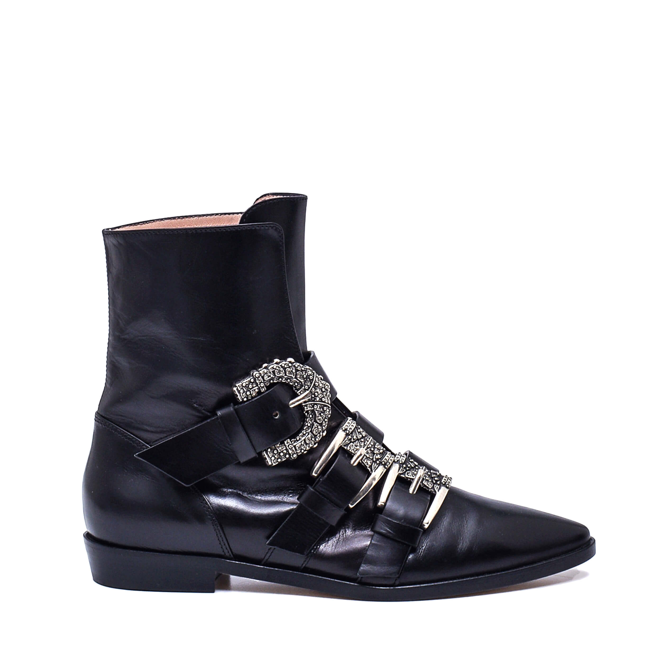 Etro - NEW Black Leather Decorative Side/Buckle Ankle Boots / 38